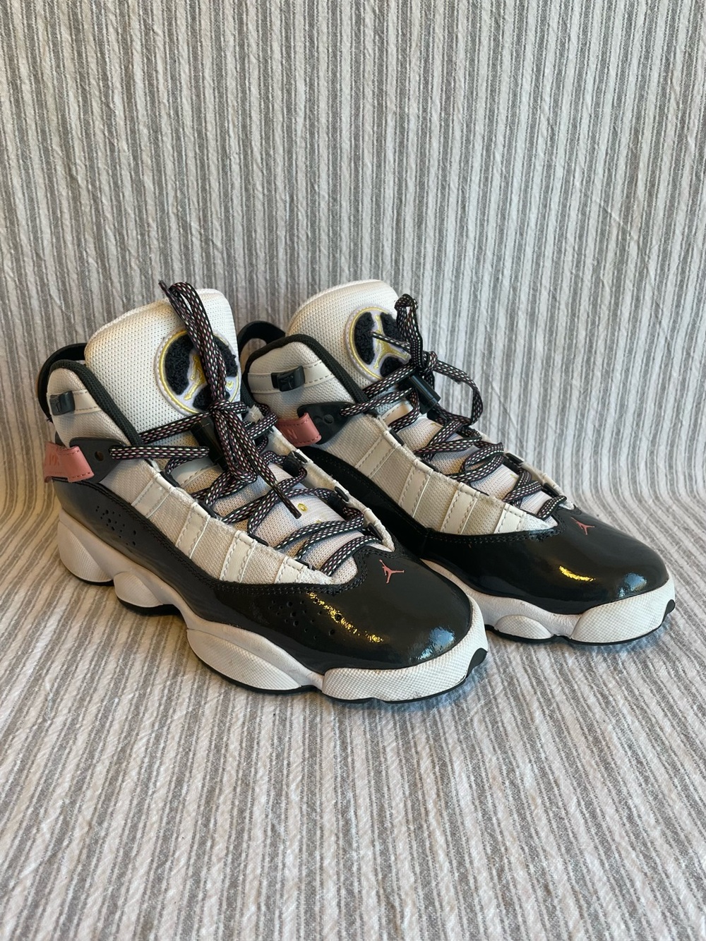 Air Jordan 6 Rings GS 'Pink Black White' Basketball Shoes Size 6Y Youth  #792